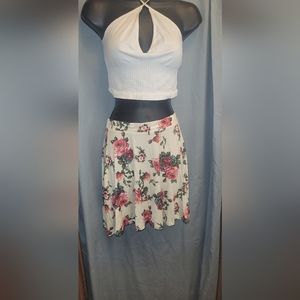 Floral print skater skirt